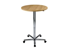 zuilheftafel,HxØ 720-1140x800mm,rond,voetkruis verchroomd,blad beuken