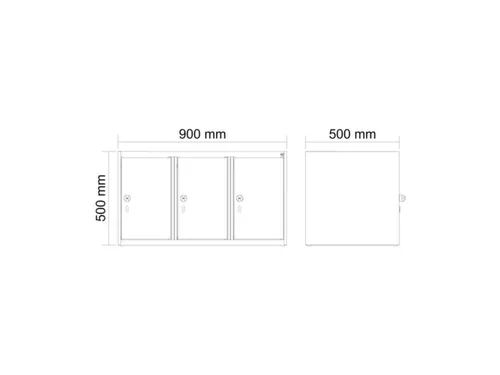 opzetkast,v. locker,3vak.,vak B 300mm,HxBxD 500x900x500mm,cilinderslot