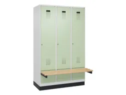 locker met bank,HxBxD 1950x1200x815mm,3vak,vak B 400mm,cilinderslot