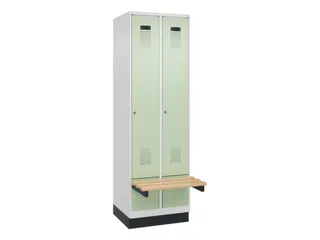 locker met bank,HxBxD 1950x600x815mm,2vak,vak B 300mm,cilinderslot - 2