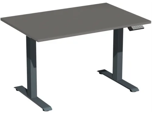 Elektrisch ihv bureau,HxBxD 630-1280x1200x800mm,blad onyxgrijs
