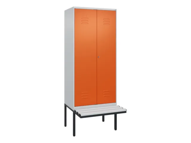 PBM-locker met bank,HxBxD 2120x800x815mm,2vak,vak B 400mm,cil.-slot