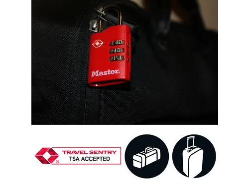 Hangslot Masterlock 3-cijfer combi TSA set van 2 sloten assorti in wil