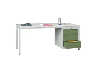 Werkplaatsbureau 1700x800x720mm 3laden Rechts Ral7035 Front Ral6011 - 2