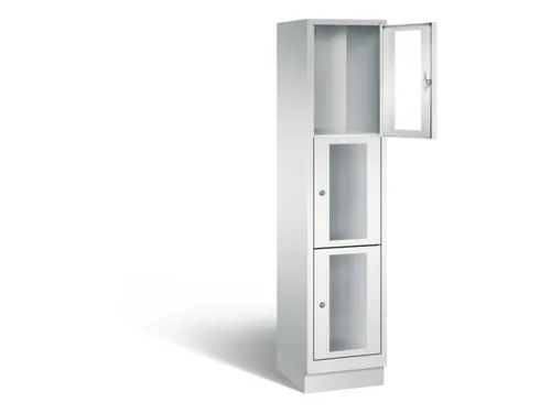 Lockerkast 1800x420x500mm 1x3 vakken Cilinderslot, Sokkel, RAL7035