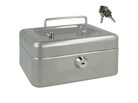 Geldkist Westcott 152x120x79mm zilver, kunststof inzet met 6 vakken