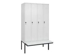 locker met bank,HxBxD 2120x1200x815mm,4vak,vak B 300mm,draaigrendel