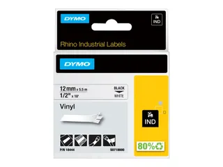 Labeltape Dymo Rhino 18444 Vinyl 12mmx5.5m Zwart Op Wit - 3