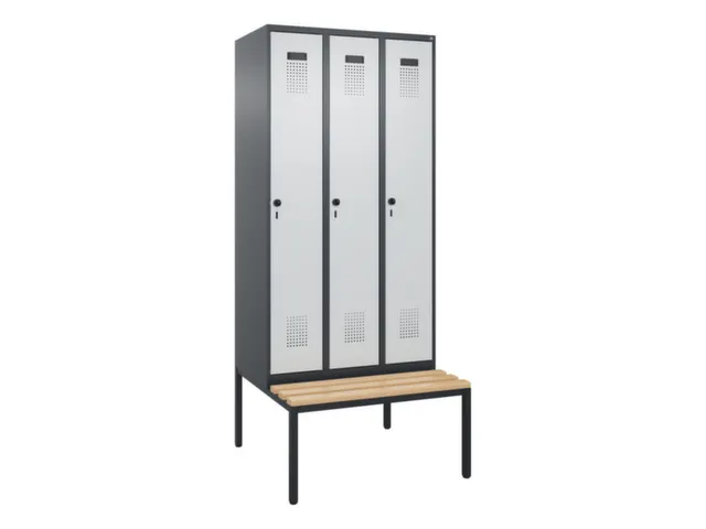 locker met bank,voor scheiding van kleding,HxBxD 2120x900x815mm,3vak