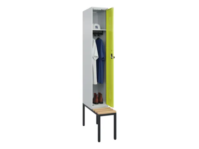 locker met bank,HxBxD 2120x300x815mm,1vak,vak B 300mm,draaigrendel