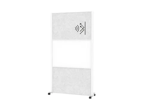 MAULconnecto Scheidingswand 2x lichtgrijs 1x Whiteboard Mobiel Wit
