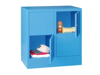 lockerkast,HxBxD 855x800x500mm,2x2vakken,RAL7035,front RAL5010 - 1