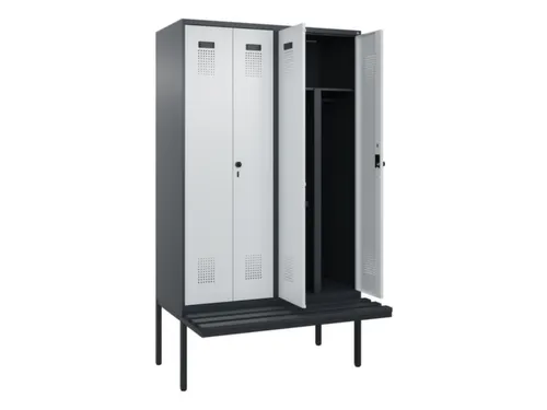 PBM-locker met bank,HxBxD 2120x1200x815mm,4vak,vak B 300mm