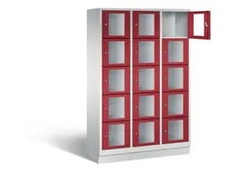 Lockerkast 1800x1200x500mm 3x5 vakken Cilinderslot, Sokkel, RAL3003