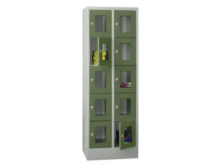 lockerkast,HxBxD 1850x600x500mm,2x5vakken,RAL7035,front RAL6011 - 2