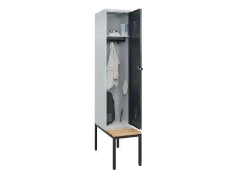 locker met bank,HxBxD 2120x400x815mm,1vak,vak B 400mm,draaigrendel