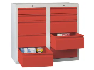 ladekast,HxBxD 900x1000x500mm,10lade(n),RAL7035,front RAL3000 - 2