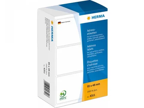 Herma 4311 Adresetiketten voor Schrijfmachines Leporello 95x48mm