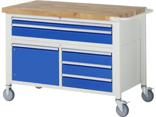 Werkbank 880x1250x700mm Beukenhouten Werkblad 5laden Kast