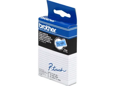 Lettertape Brother Tc-501 12mm Zwart op blauw