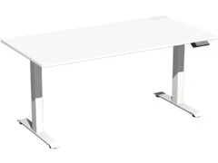 Elektrisch ihv bureau,HxBxD 630-1280x1600x800mm,blad wit,T-voet wit