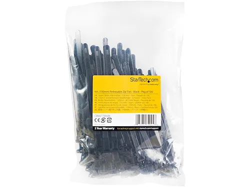 15cm Herbruikbare Kabelbinders zwart nylon 100 stuks