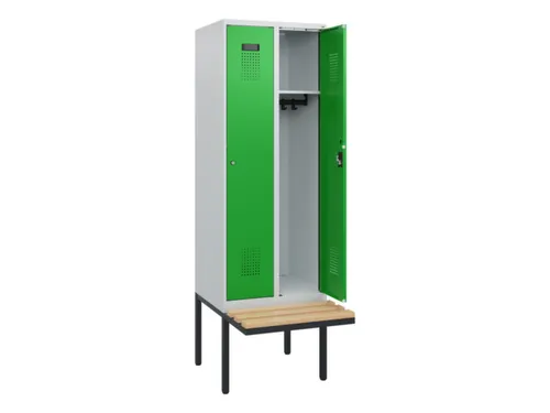 locker met bank,HxBxD 1950x600x815mm,2vak,vak B 300mm,cilinderslot