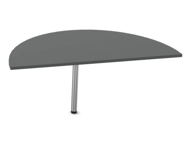 table de rallonge,HxlxP 740x1400x700mm,mi-rond,MS-gris foncé