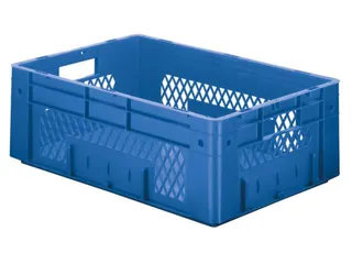 Euronorm Stapelkrat 210x600x400mm 38l Opengewerkt/Bodem Gesl. Blauw - 1