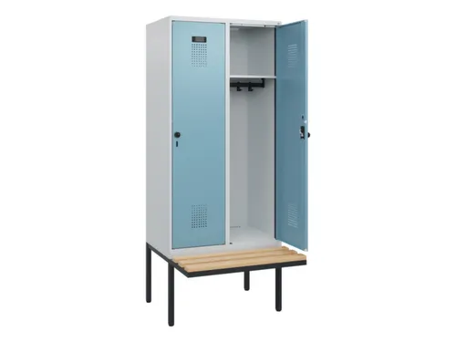 locker met bank,HxBxD 1950x800x815mm,2vak,vak B 400mm,draaigrendel