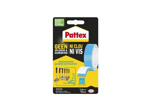 Plakband Pattex Supermontage 20kg tot 80kg 19mmx1.5m