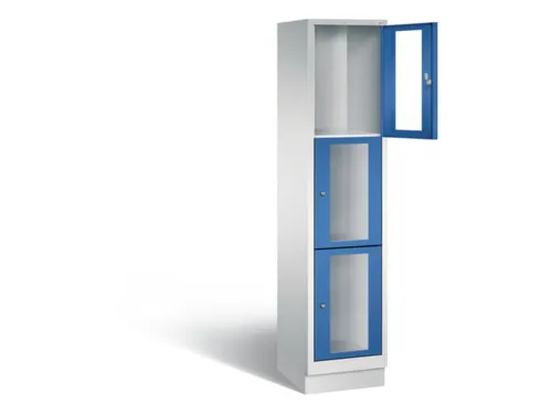 Lockerkast 1800x420x500mm 1x3 vakken Cilinderslot, Sokkel, RAL5010