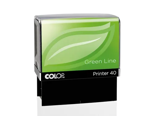Tekststempel Colop 40 green line+bon 6regels 59x23mm Blauw