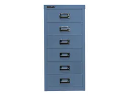 kantoor-ladekast HxBxD 590x279x380mm 6 laden romp + front blauw staal
