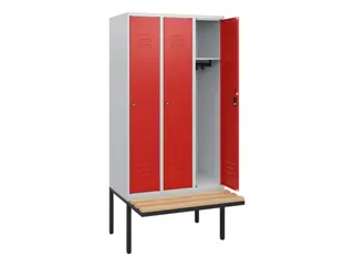 locker met bank,HxBxD 1950x900x815mm,3vak,vak B 300mm,cil.-slot - 2