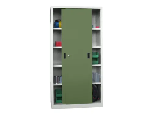 schuifdeurkast,HxBxD 1950x1000x600mm,RAL7035,front RAL6011