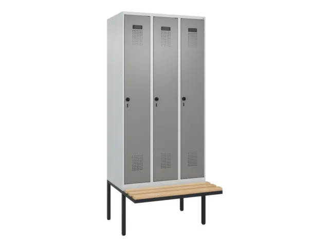 locker met bank,voor scheiding van kleding,HxBxD 2120x900x815mm,3vak
