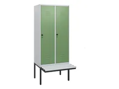 locker met bank,HxBxD 1950x800x815mm,2vak,vak B 400mm,draaigrendel