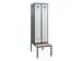 locker met bank,voor scheiding van kleding,HxBxD 2120x600x815mm,2vak