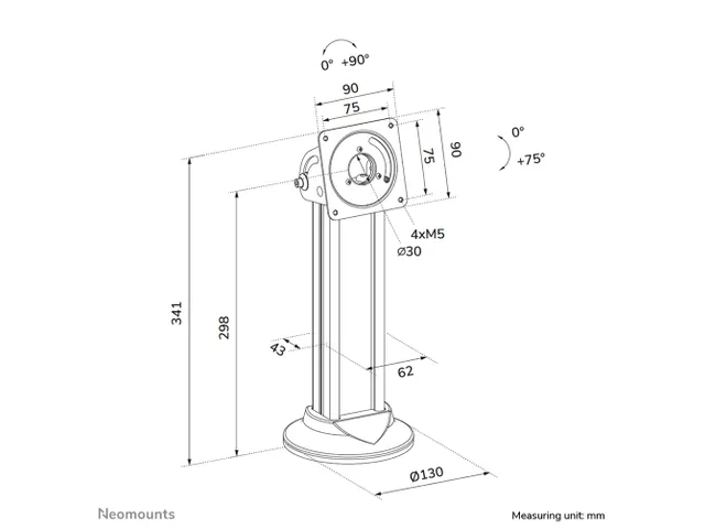 Neomounts DS15-632BL1 Tablet standard bureau - 75° kantelbaar - 90°