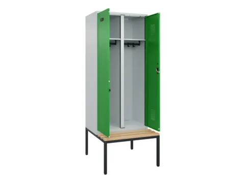locker met bank,voor scheiding van kleding,HxBxD 2120x800x815mm,2vak