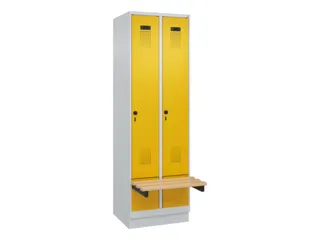 locker met bank,HxBxD 1950x600x815mm,2vak,vak B 300mm,draaigrendel - 2