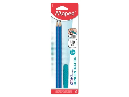 Maped Kidy Learn Concentratie 2 Potloden HB met kauwdop Blauw