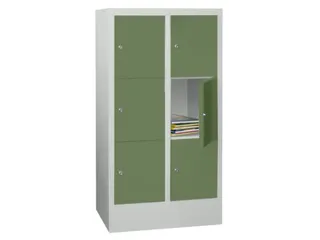 lockerkast,HxBxD 1187x600x500mm,2x3vakken,RAL7035,front RAL6011 - 2