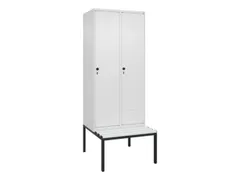 locker met bank,HxBxD 2120x800x815mm,2vak,vak B 400mm,draaigrendel