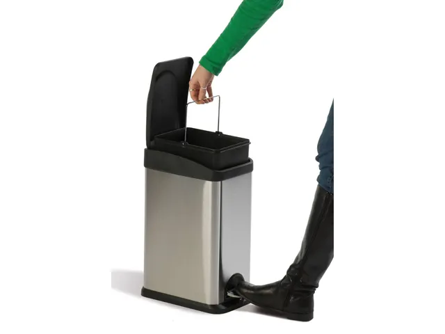 Rechthoekige Pedaalemmer 15 Liter Mat Rvs