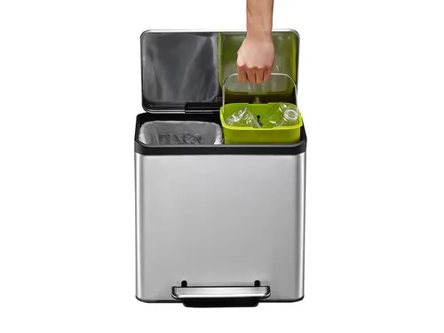 Afvalbak EKO EcoCasa Recycler pedaalemmer 15+15 liter RVS