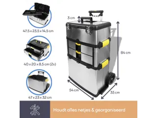 Gereedschapswagen 3-in-1 Trolley RVS 570x354x830mm 167 Liter - 8