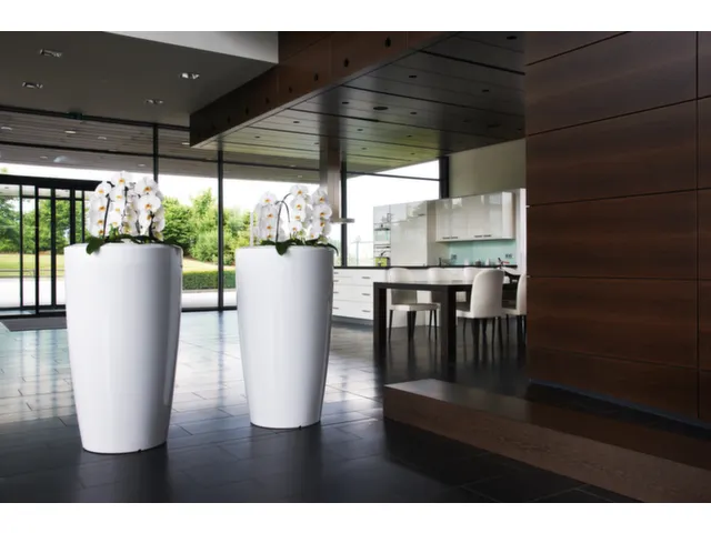 pot à plantes en forme de colonne,rond,PE,blanc de sécurité