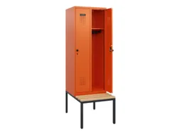 locker met bank,HxBxD 1950x600x815mm,2vak,vak B 300mm,draaigrendel
